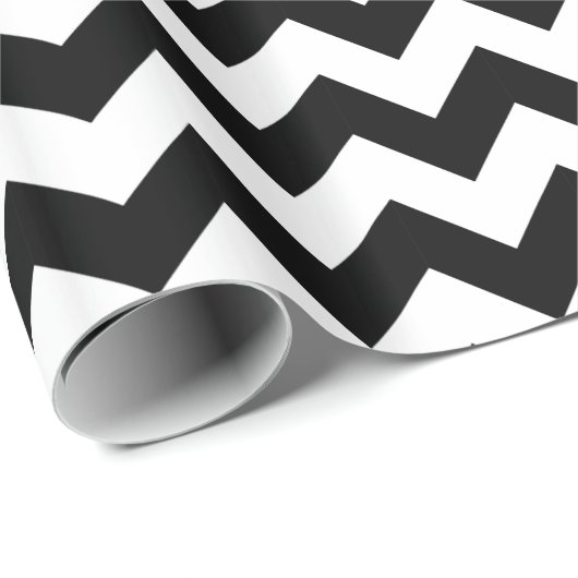 Zwart-wit traditioneel Chevron-ontwerp Cadeaupapier (Rol Hoek)