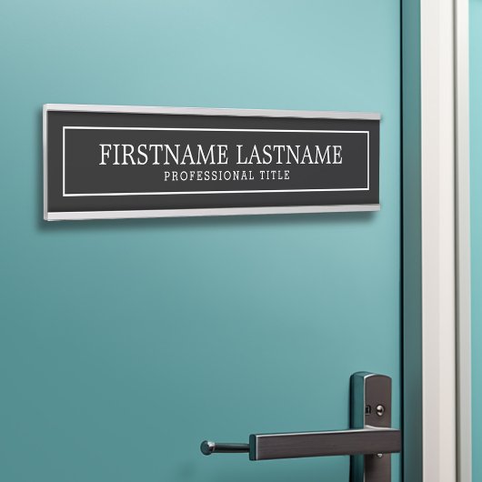 Zwart-wit Traditionele Rand Naam Titel Deurbordje