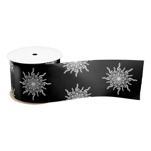 Zwart-wit Treble Clef Sneeuwvlokpatroon Lint (Spoel)