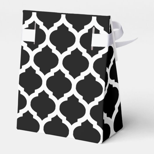 Zwart-wit trellis patroon dank u geschenkdoos bedankdoosjes (Achterkant)