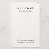 Zwart & Wit Trendy Minimal Plain Eenvoudig Briefpapier (Voorkant / Achterkant)