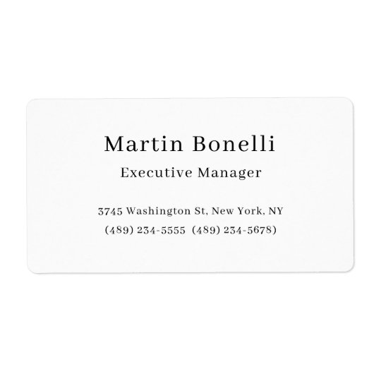 Zwart & Wit Trendy Minimal Plain Eenvoudig Etiket (Voorkant)