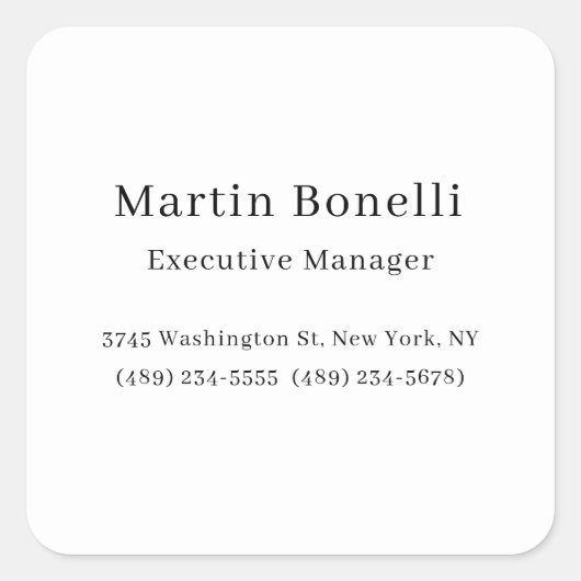 Zwart & Wit Trendy Minimal Plain Eenvoudig Vierkante Sticker (Voorkant)