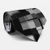 Zwart Wit Trendy Modern Pixel Patroon Stropdas (Opgerold)