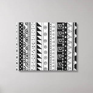 Zwart-wit tribaal patroon canvas afdruk