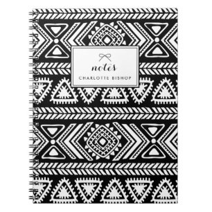 Zwart-wit Tribal Aztec Patroon Gepersonaliseerd Notitieboek