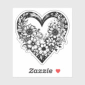 Zwart-wit Tribal hart Sticker (Vel)