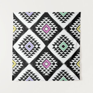 Zwart Wit Tribal Navajo Patroon Wandkleed