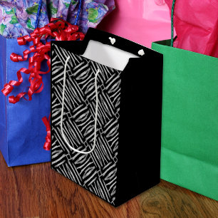 Zwart-wit Tribal Stripes Medium Cadeauzakje