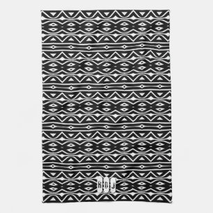 Zwart Wit Tribe Patroon: Monogram Keuken Decor Theedoek