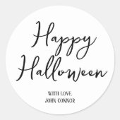 Zwart-wit Trick or treat, Happy Halloween Ronde Sticker (Voorkant)