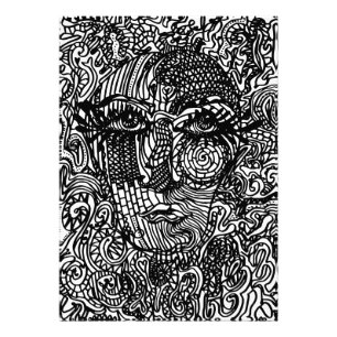 Zwart-wit Trippy Line Portret Foto Afdruk