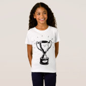 Zwart-wit Trofee Meisjes T-shirt (Voorkant volledig)
