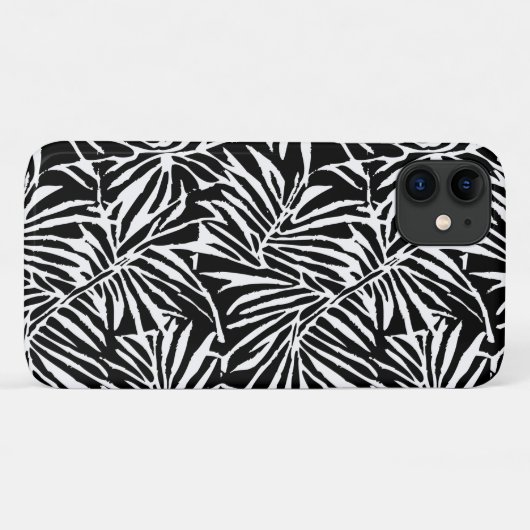Zwart-wit tropisch blad herhalend patroon Case-Mate iPhone case (Achterkant (horizontaal))