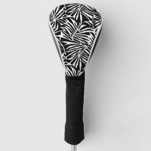 Zwart-wit tropisch blad herhalend patroon golfheadcover