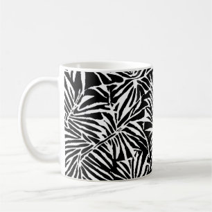 Zwart-Wit Tropisch Blad Herhalend Patroon Koffiemok