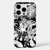 Zwart-wit Tropisch Bladontwerp Case-Mate iPhone Case (Achterkant)