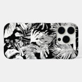 Zwart-wit Tropisch Bladontwerp Case-Mate iPhone Case (Achterkant (horizontaal))