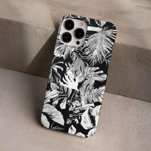Zwart-wit Tropisch Bladontwerp iPhone 16 Pro Hoesje