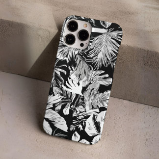 Zwart-wit Tropisch Bladontwerp iPhone 16 Pro Hoesje