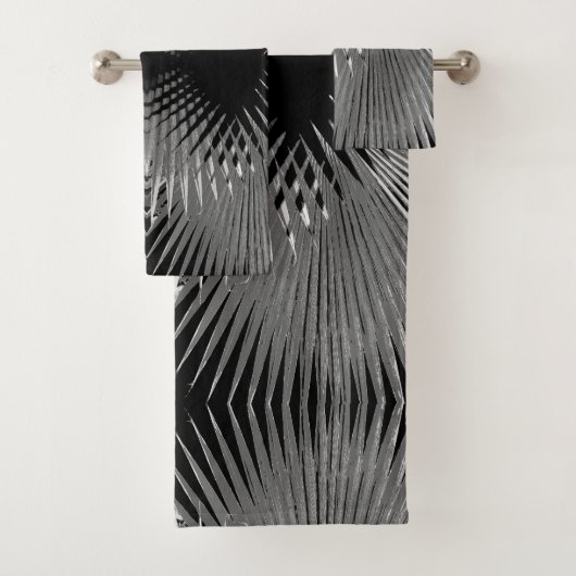 Zwart wit Tropisch palm Bladeren Dekdoekset Bad Handdoek (Insitu)