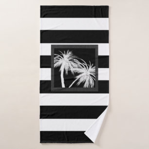Zwart-wit Tropisch palm Trees Modern Chic Bad Handdoek