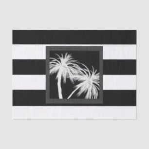 Zwart wit tropisch palm Trees Modern Chic Party Tissuepapier