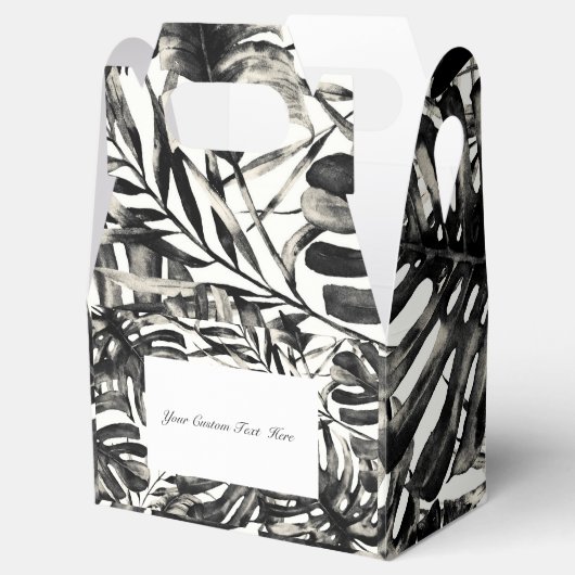 Zwart-wit tropisch palmledereiland Weddenschap Bedankdoosjes (Geopend)