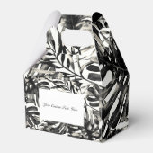 Zwart-wit tropisch palmledereiland Weddenschap Bedankdoosjes (Voorkant Zijde)