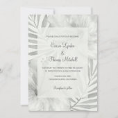Zwart & Wit Tropisch Strand Palm Hibiscus Bruiloft Kaart (Voorkant)