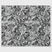 Zwart-wit tropische bladeren cadeaupapier (Vlak)