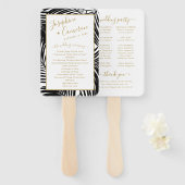 Zwart-wit Tropische Palm Leaf bruiloft programma Handwaaier (Voorkant en achterkant)