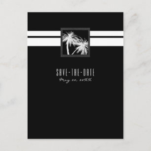 Zwart-wit Tropische Palm Modern Save the Date Aankondigingskaart