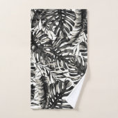Zwart & Wit Tropische Palmbladeren Eiland Chic Bad Handdoek (Handdoek)