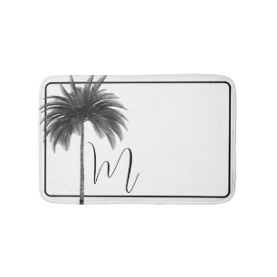 Zwart Wit Tropische Palmboom Elegant Badmat