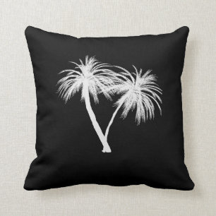 Zwart & Wit Tropische Palmboom Moderne Chic Kussen