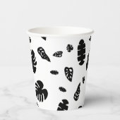 Zwart-wit tropische zomerbladeren patroon papieren bekers (Achterkant)