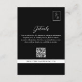 Zwart-wit trouwdetails QR-code Informatiekaartje (Voorkant)