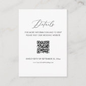 Zwart-wit trouwdetails Website QR-code Informatiekaartje (Voorkant)