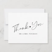 Zwart-wit trouwelegant script bedankkaart (Voorkant)