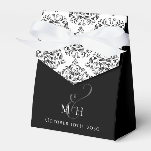 Zwart-wit Trouwscript Typografie Classic Bedankdoosjes (Voorkant Zijde)