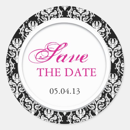 Zwart-wit trouwstickers ronde sticker (Voorkant)