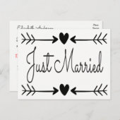 Zwart-wit trouwt met Heart Arrows Aankondigingskaart (Voorkant / Achterkant)