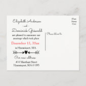 Zwart-wit trouwt met Heart Arrows Aankondigingskaart (Achterkant)