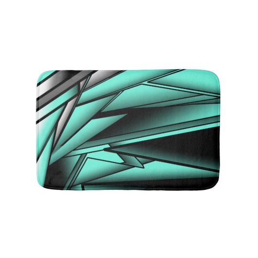 Zwart Wit Turquoise Ombre Moderne Abstracte kunst Badmat (Voorkant)