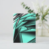 Zwart Wit Turquoise Ombre Moderne Abstracte kunst Briefkaart (Staand voorkant)