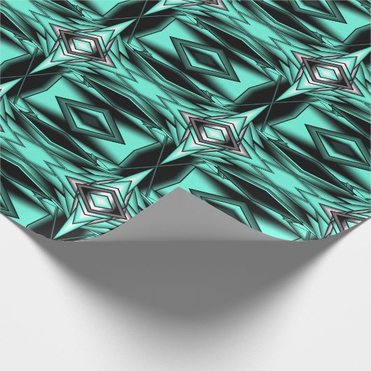 Zwart Wit Turquoise Ombre Moderne Abstracte kunst Cadeaupapier (Hoek)