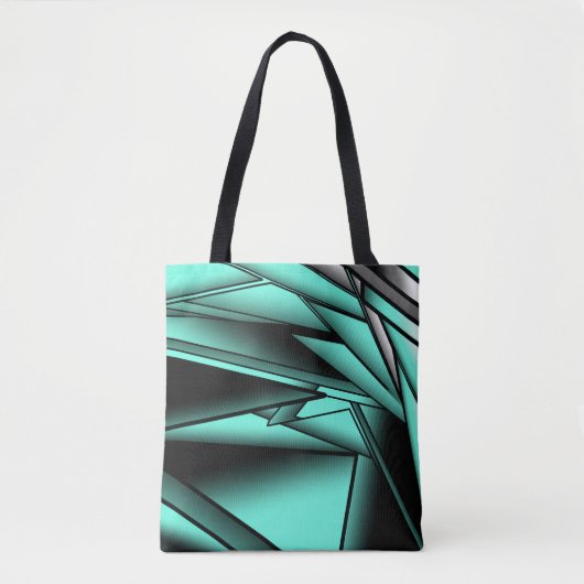 Zwart Wit Turquoise Ombre Moderne Abstracte kunst Draagtas (Voorkant)