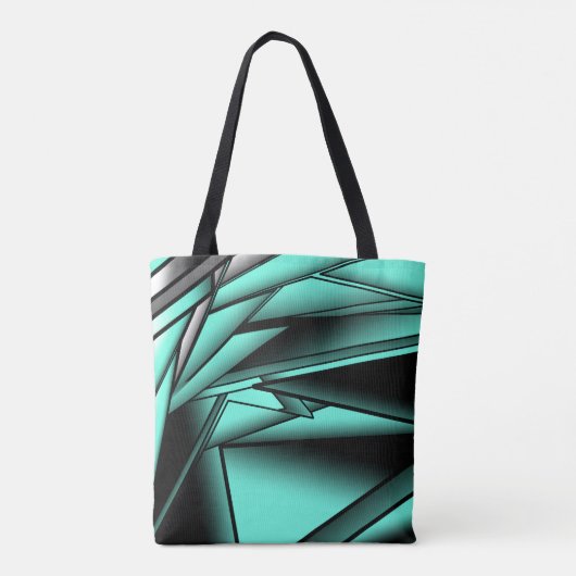 Zwart Wit Turquoise Ombre Moderne Abstracte kunst Draagtas (Achterkant)
