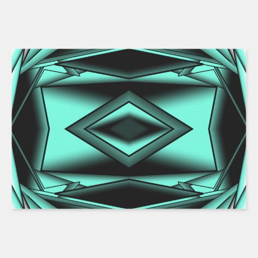 Zwart Wit Turquoise Ombre Moderne Abstracte kunst Inpakpapier Vel (Voorkant 2)